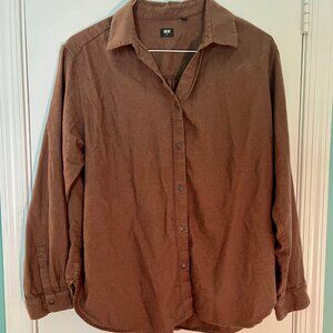 Uniqlo Chocolate brown flannel lightweight buttondown shirt XL